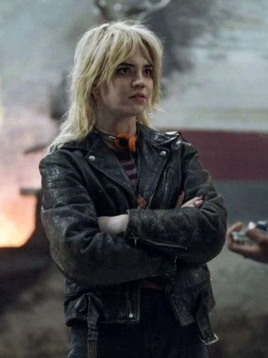 Natalie Yellowjackets Leather Biker Jacket