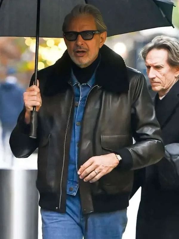 NYC 2025 Jeff Goldblum Shearling Leather Jacket