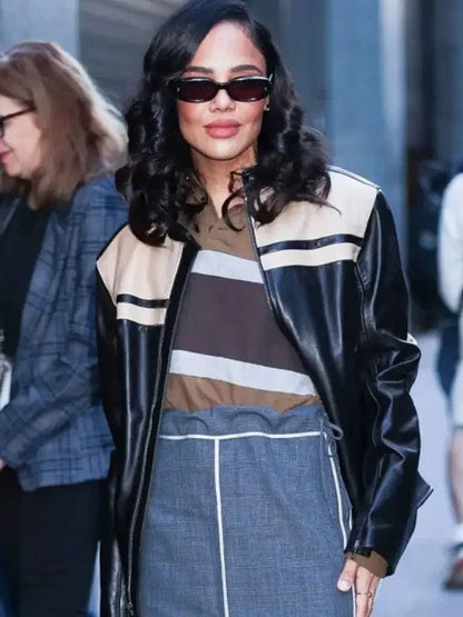 NYC 2025 Tessa Thompson Leather Jacket Black