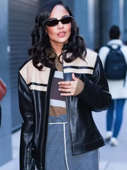 NYC 2025 Tessa Thompson Leather Jacket Black