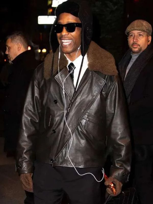NYC 2026 ASAP Rocky Shearling Leather Jacket Brown