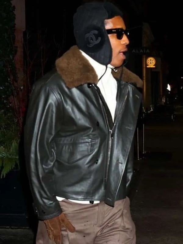 NYC 2026 ASAP Rocky Shearling Leather Jacket Brown