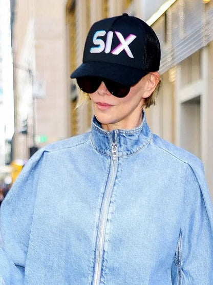 NYC 2026 Charlize Theron Denim Jacket Blue