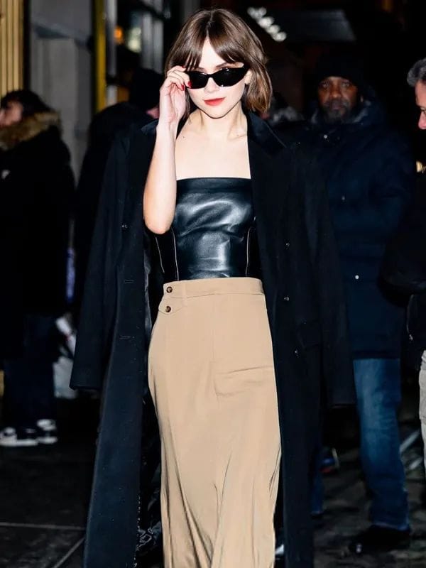 NYC 2026 Emilia Jones Black Coat