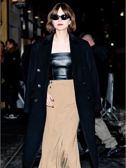 NYC 2026 Emilia Jones Black Coat