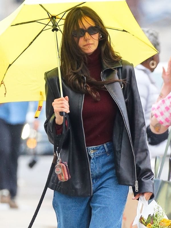NYC 2026 Nina Dobrev Leather Jacket Black