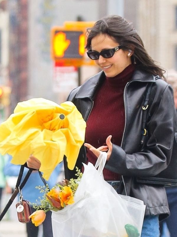 NYC 2026 Nina Dobrev Leather Jacket Black