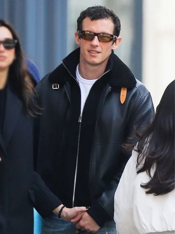 NYC Callum Turner Shearling Leather Jacket Black