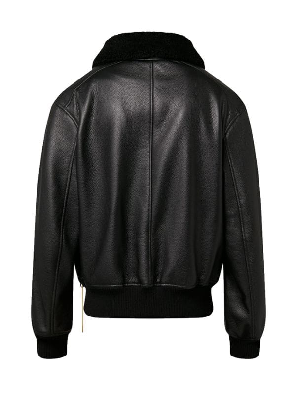 NYC Callum Turner Shearling Leather Jacket Black