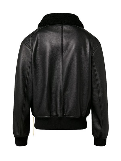 NYC Callum Turner Shearling Leather Jacket Black