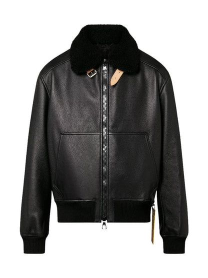 NYC Callum Turner Shearling Leather Jacket Black