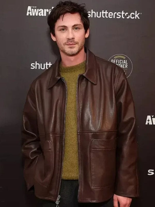 Oh Hi! Logan Lerman Brown Leather Jacket - Winterwhirl