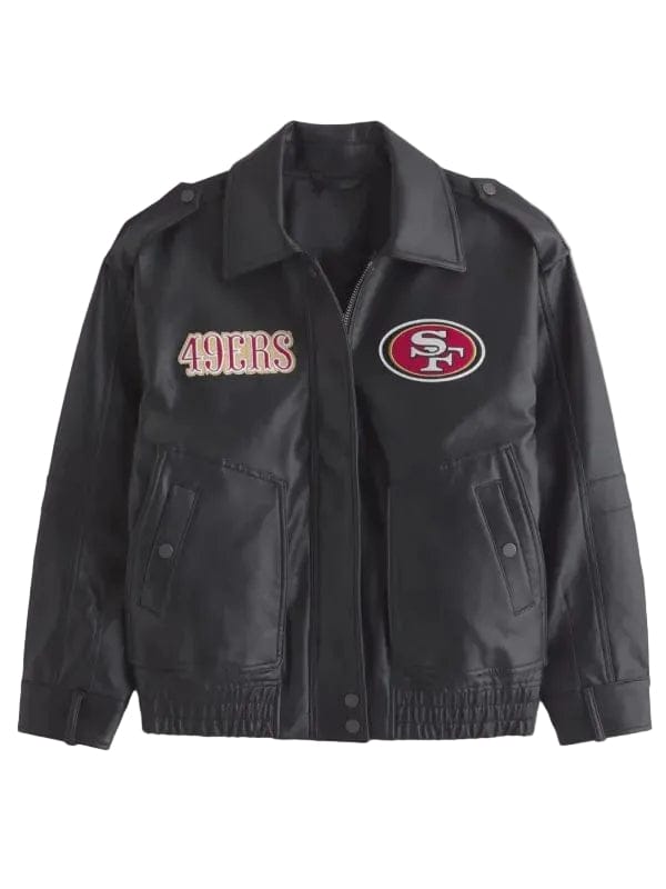 Olivia Culpo San Francisco 49Ers Leather Bomber Jacket