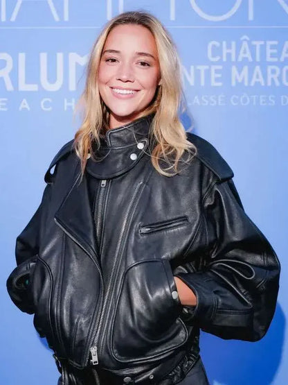 Olivia Ponton Oversized Black Biker Jacket