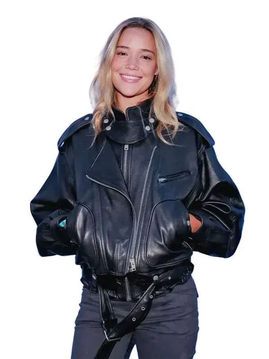 Olivia Ponton Oversized Black Biker Jacket