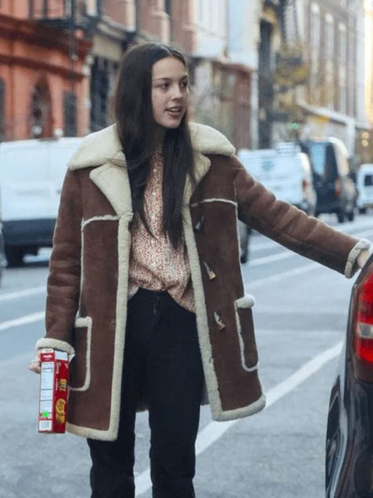 Olivia Rodrigo Brown Shearling Coat - Shop Now