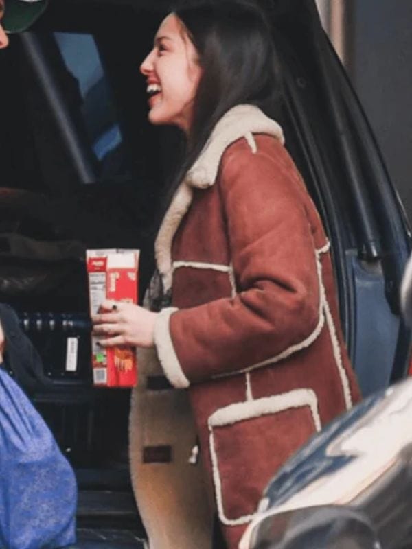 Olivia Rodrigo Brown Shearling Coat - Shop Now