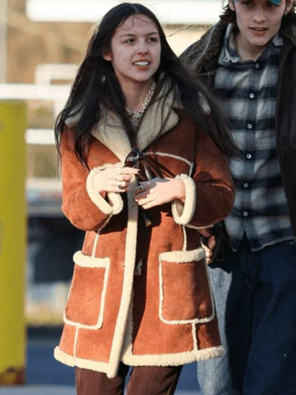 Olivia Rodrigo Brown Shearling Coat - Shop Now