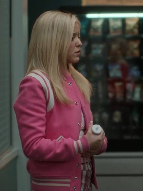 On Elle S01 Elle Woods Pink Varsity Jacket