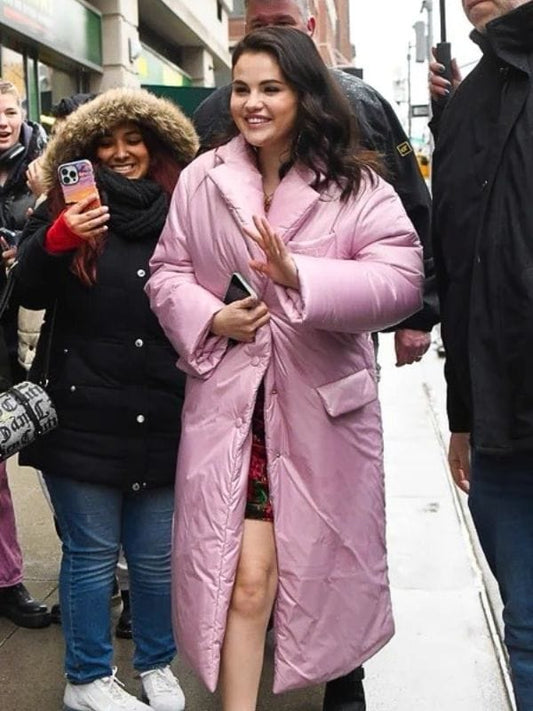 Only Murders In The Building Selena Gomez Pink Puffer Coat Only Murders In The Building Selena Gomez Pink Puffer Coat