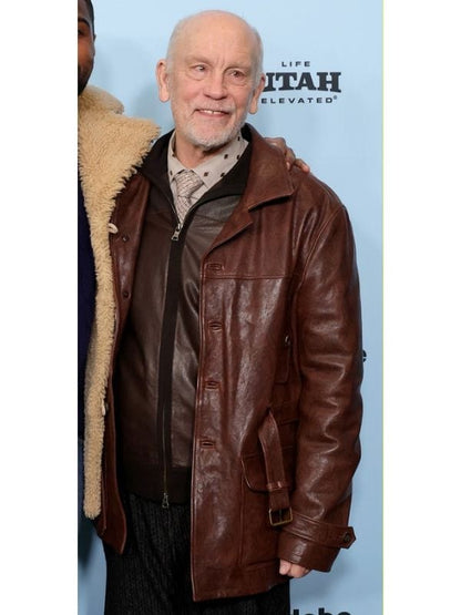 Opus 2025 John Malkovich Brown Leather Coat