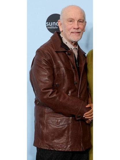 Opus 2025 John Malkovich Brown Leather Coat