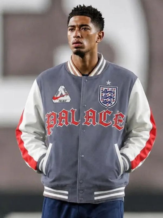 Palace x Nike England Varsity Jacket Grey