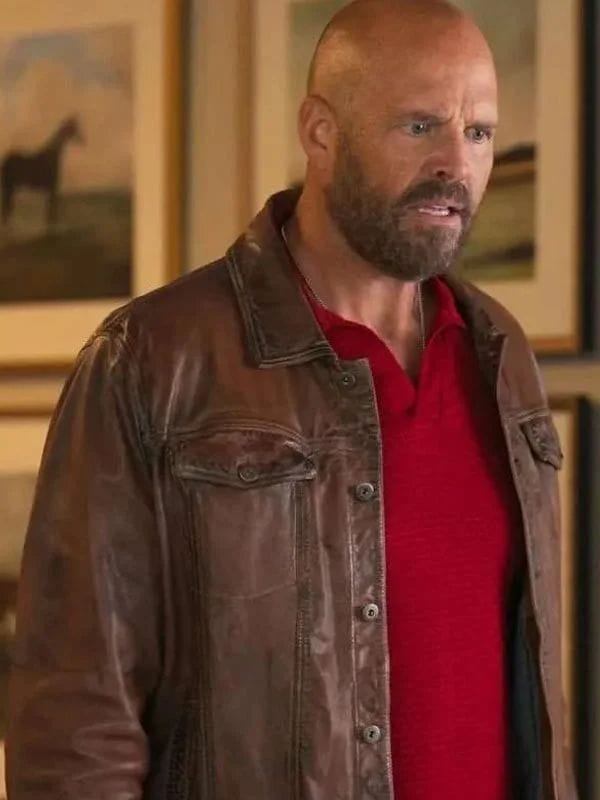 Peacemaker David Denman Brown Leather Jacket