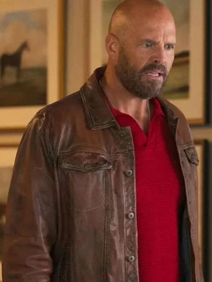 Peacemaker David Denman Brown Leather Jacket