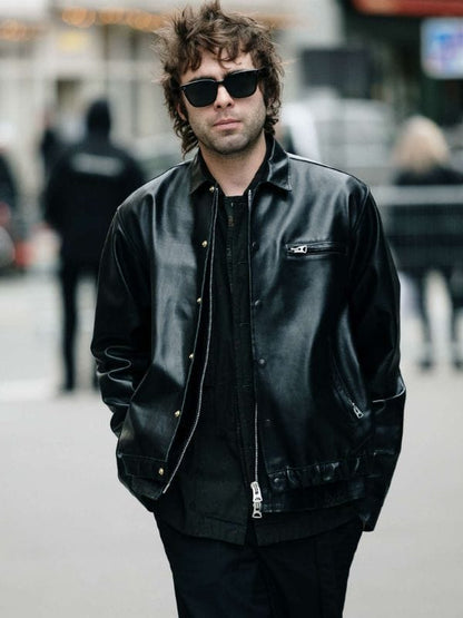 PFW 2026 Lennon Gallagher Leather Jacket Black