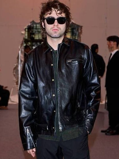 PFW 2026 Lennon Gallagher Leather Jacket Black