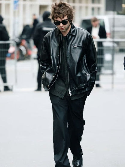 PFW 2026 Lennon Gallagher Leather Jacket Black