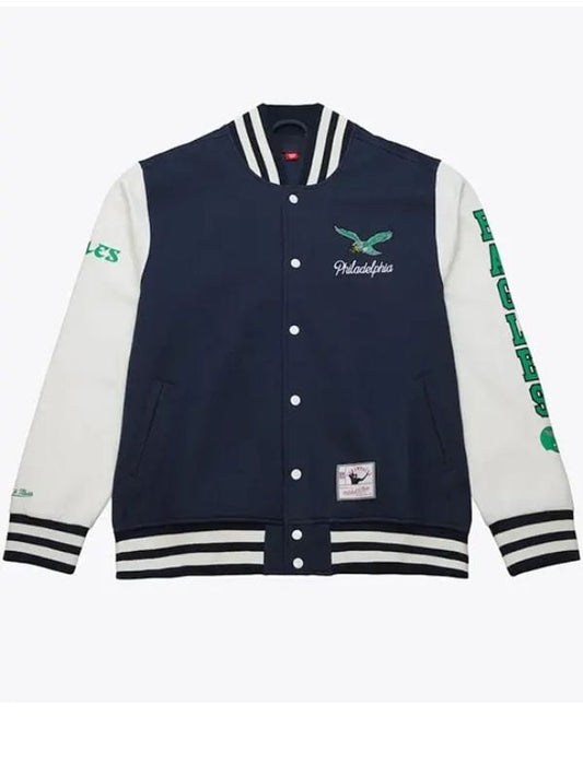 Philadelphia Eagles Washed Fleece Varsity Jacket Philadelphia Eagles Washed Fleece Varsity Jacket