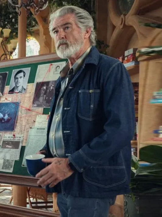 Pierce Brosnan The Thursday Murder Club 2025 Denim Jacket