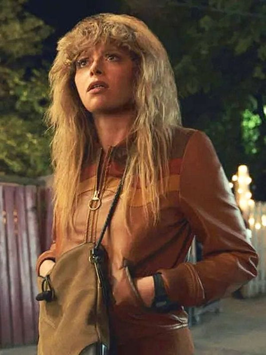 Poker Face Charlie Cale Leather Bomber Jacket