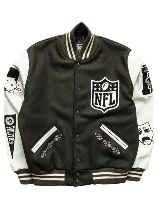 Politics x NFL Origins Letterman Jacket Politics x NFL Origins Letterman Jacket Black & White