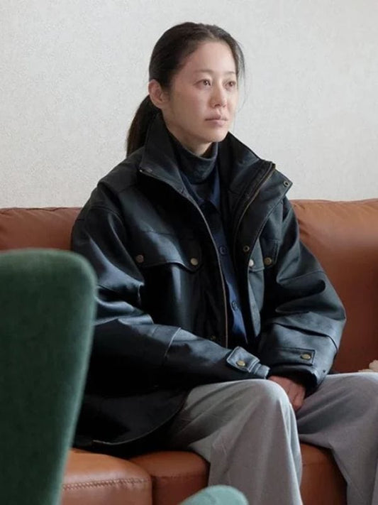 Queen Mantis S01 Go Hyun-jung Leather Jacket Black