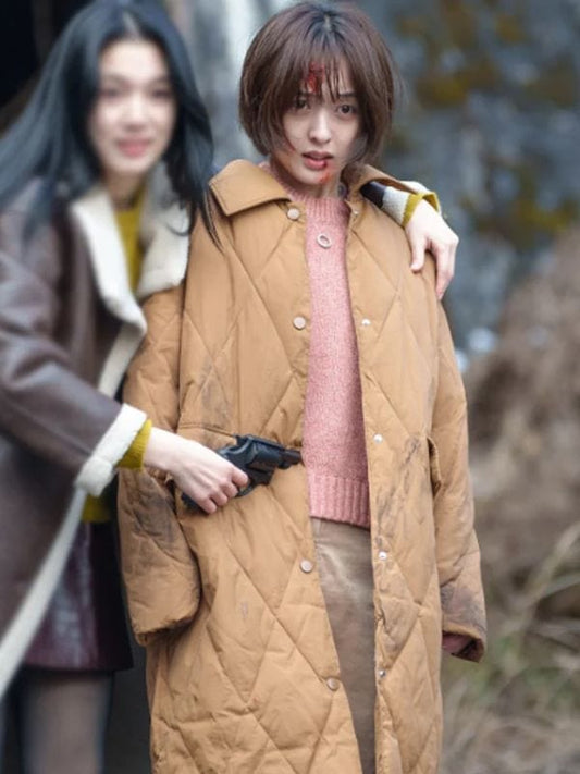 Queen Mantis S01 Kim Bo-ra Quilted Coat Brown