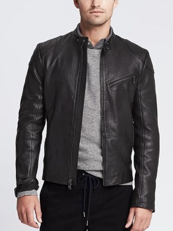 Reacher S03 Brian Tee Leather Jacket Black