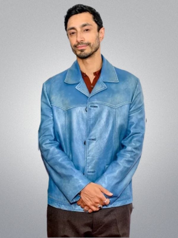 Relay Riz Ahmed Blue Distressed Leather Jacket - Shop Now
