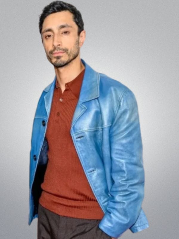Relay Riz Ahmed Blue Distressed Leather Jacket - Shop Now