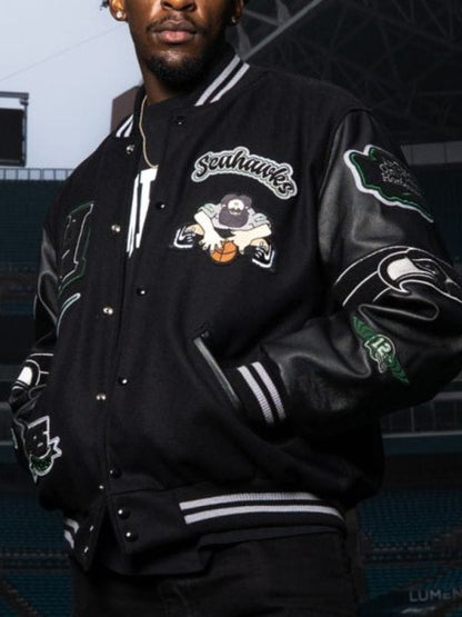 Rivalries Hometeam Seattle Seahawks Lil Jon Letterman Jacket