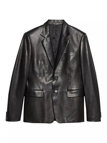 Running Point S01 Kate Hudson Leather Blazer Running Point S01 Kate Hudson Leather Blazer Black