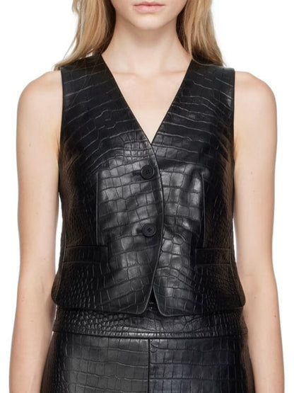 Running Point S01 Kate Hudson Leather Vest Running Point S01 Kate Hudson Leather Vest Black