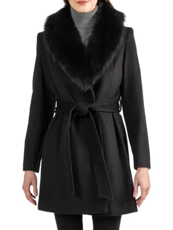 Selling Sunset Emma Hernan Black Fur Collar Coat Selling Sunset Emma Hernan Black Fur Collar Coat
