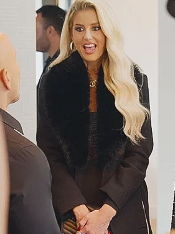 Selling Sunset Emma Hernan Black Fur Collar Coat Selling Sunset Emma Hernan Black Fur Collar Coat