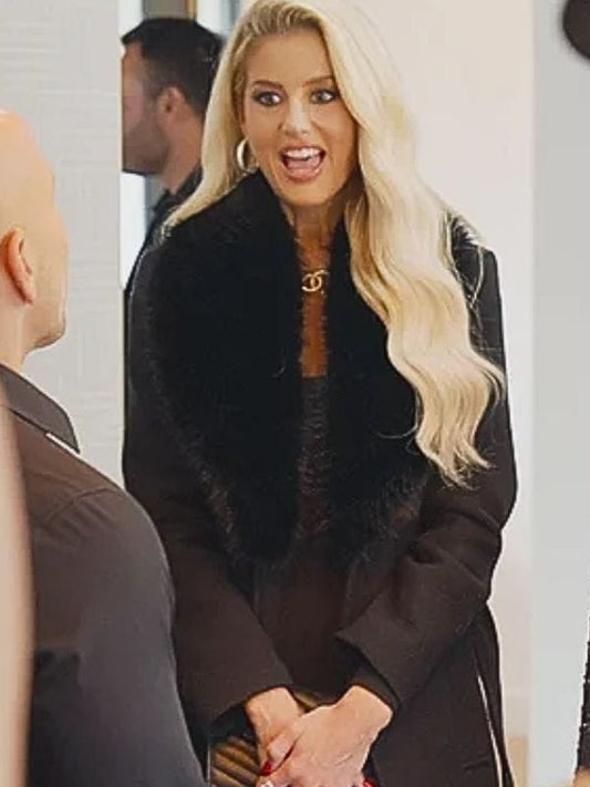 Selling Sunset Emma Hernan Black Fur Collar Coat Selling Sunset Emma Hernan Black Fur Collar Coat