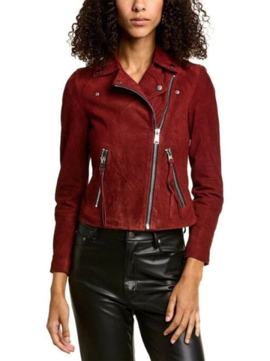 Sheryl Luria Evil S04 Red Suede Leather Jacket Sheryl Luria Evil S04 Red Suede Leather Jacket
