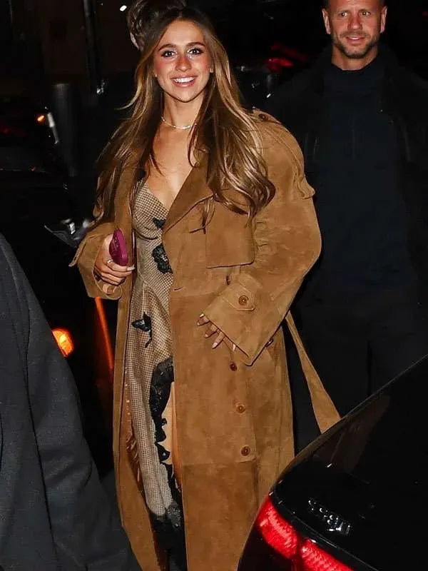 SNL After Party Tate McRae Brown Suede Leather Coat
