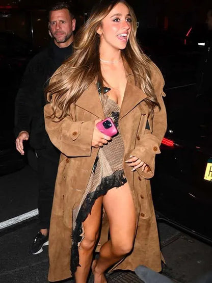 SNL After Party Tate McRae Brown Suede Leather Coat